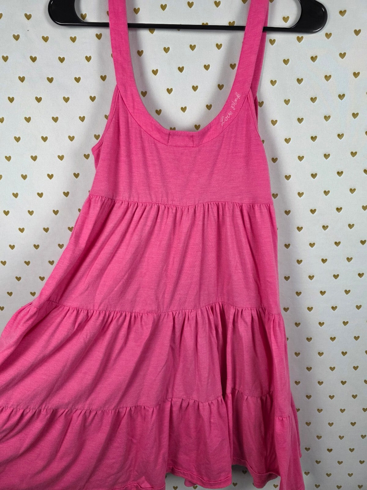 Victoria’s Secret PINK University of PINK Tiered Babydoll Dress Hot Pink M