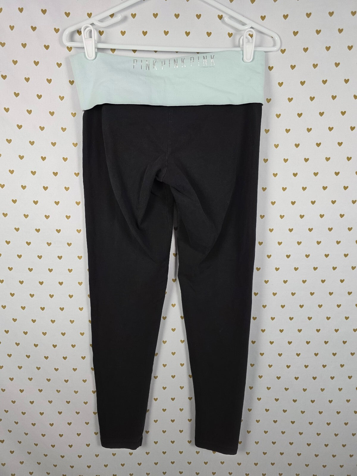 Victorias Secret PINK Vintage FOLDOVER Yoga Pants Medium Blue ankle Skinny