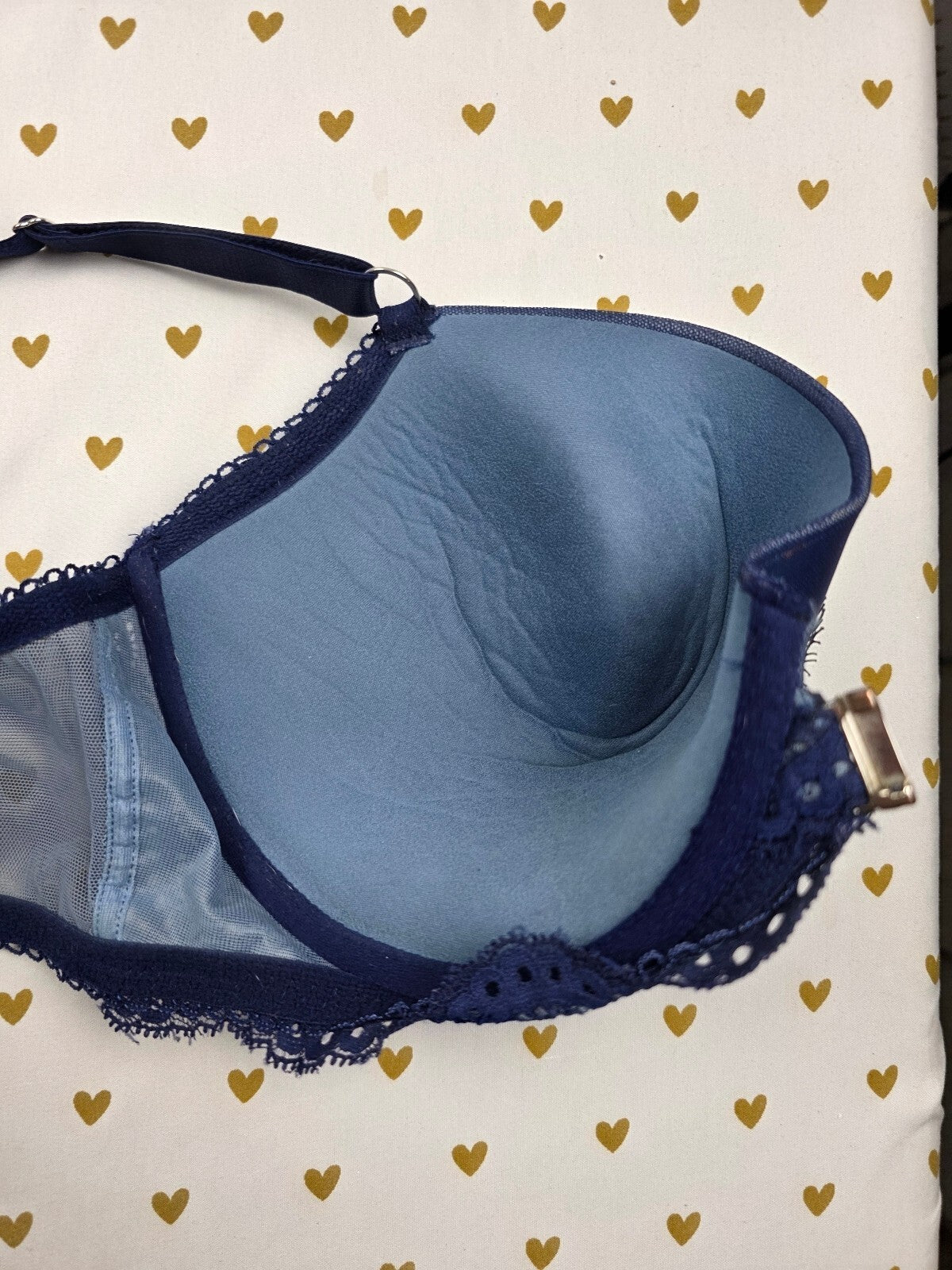Victorias Secret Blue Front Close Racerback Dream Angels LIned Demi Bra 36DDD