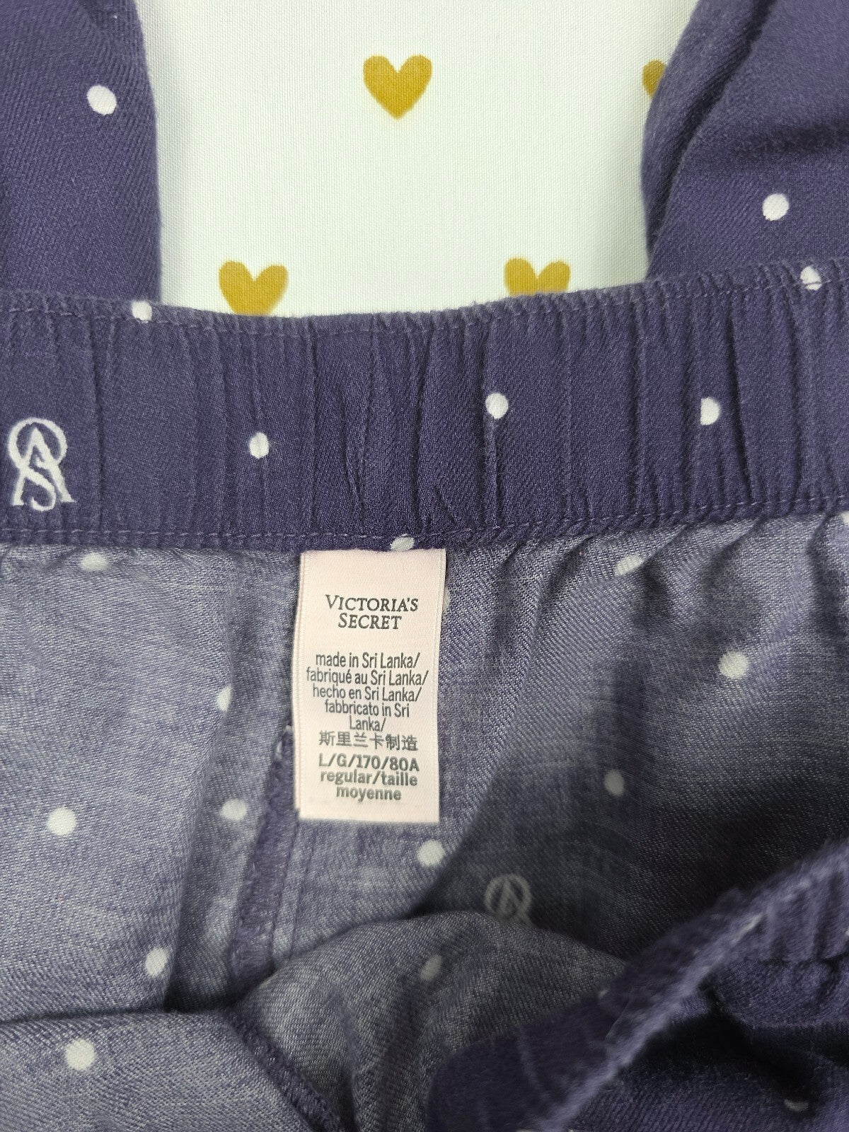Victorias Secret Blue Polka Dot Sleep Pants Pajama Bottoms PJ LARGE