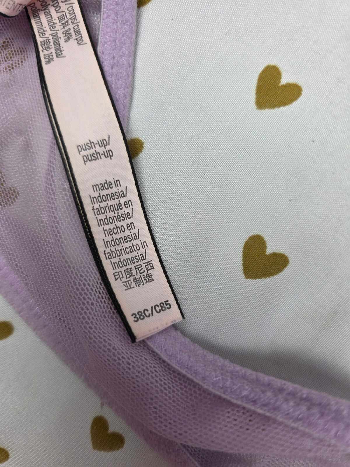 Victorias Secret Purple Front Close Racerback Bra Push Up 38C