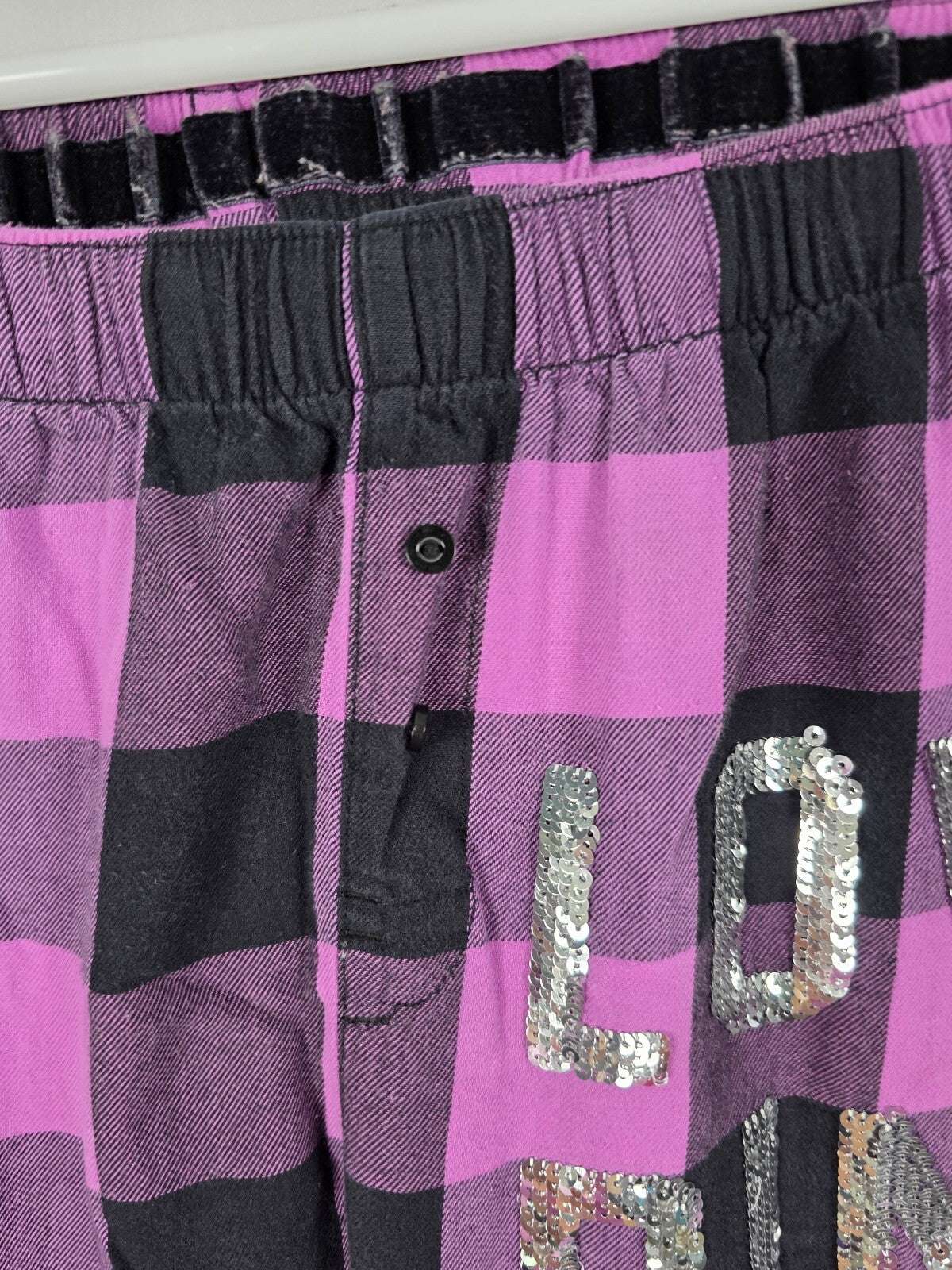 Victorias Secret PINK Plaid BLING Sequined Vintage XS Sleep Pants Pajama PJ