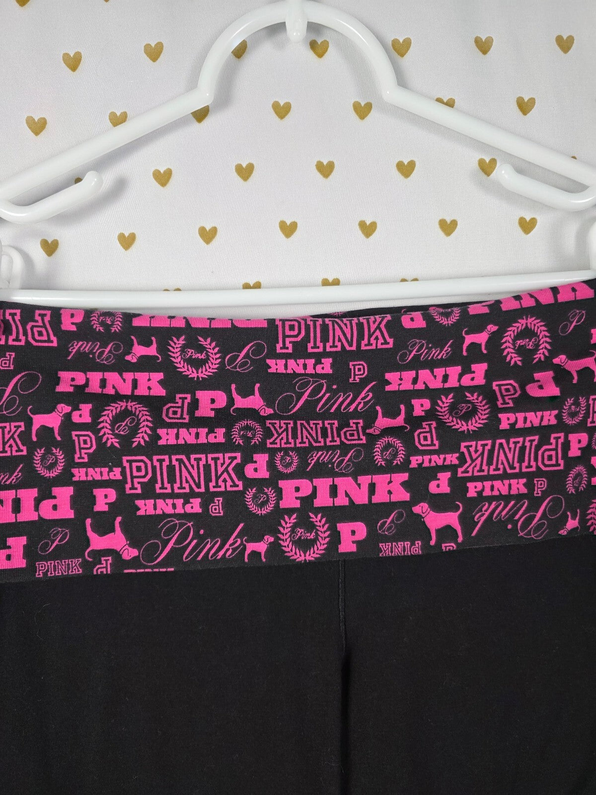 Victorias Secret PINK FOLDOVER Flared Yoga Pants Logo LARGE