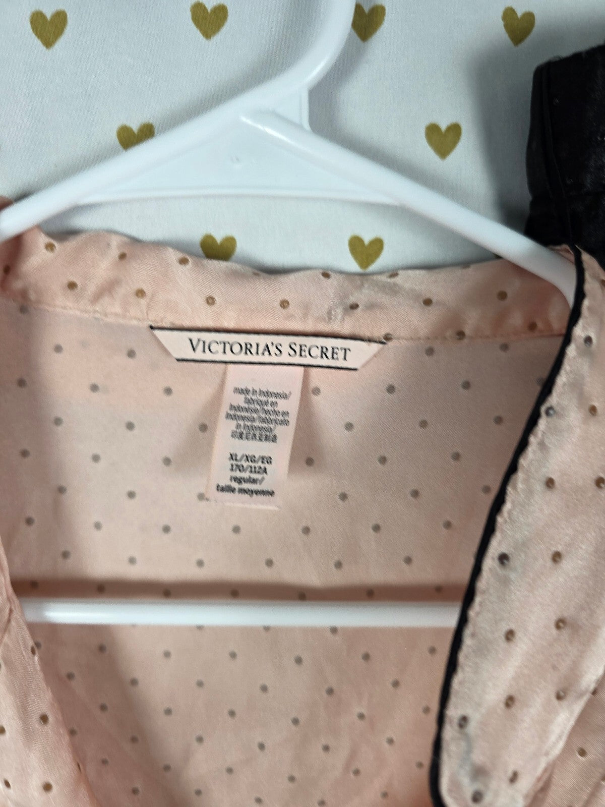 Victorias Secret Sleep SET 2pc Outfit Pajama Polka Dot Satin Shirt Pants XL XXL