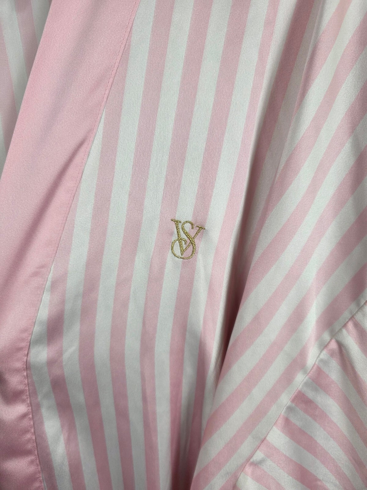 Victoria's Secret World Tour 2023 Satin Robe M/L Pink Stripe Gold Wings