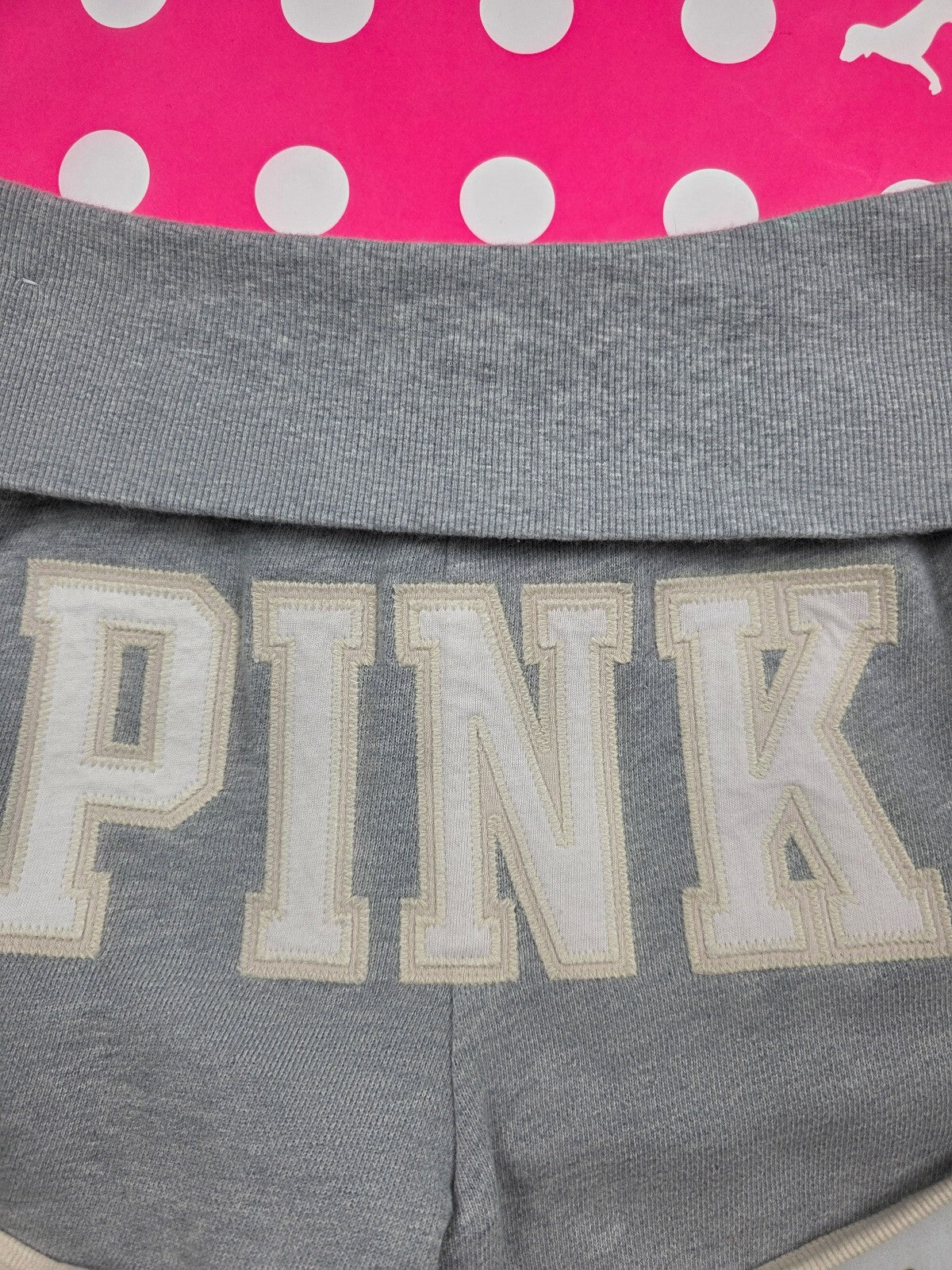 Victorias Secret PINK Foldover Logo Butt Sweat Shorts Grey XS