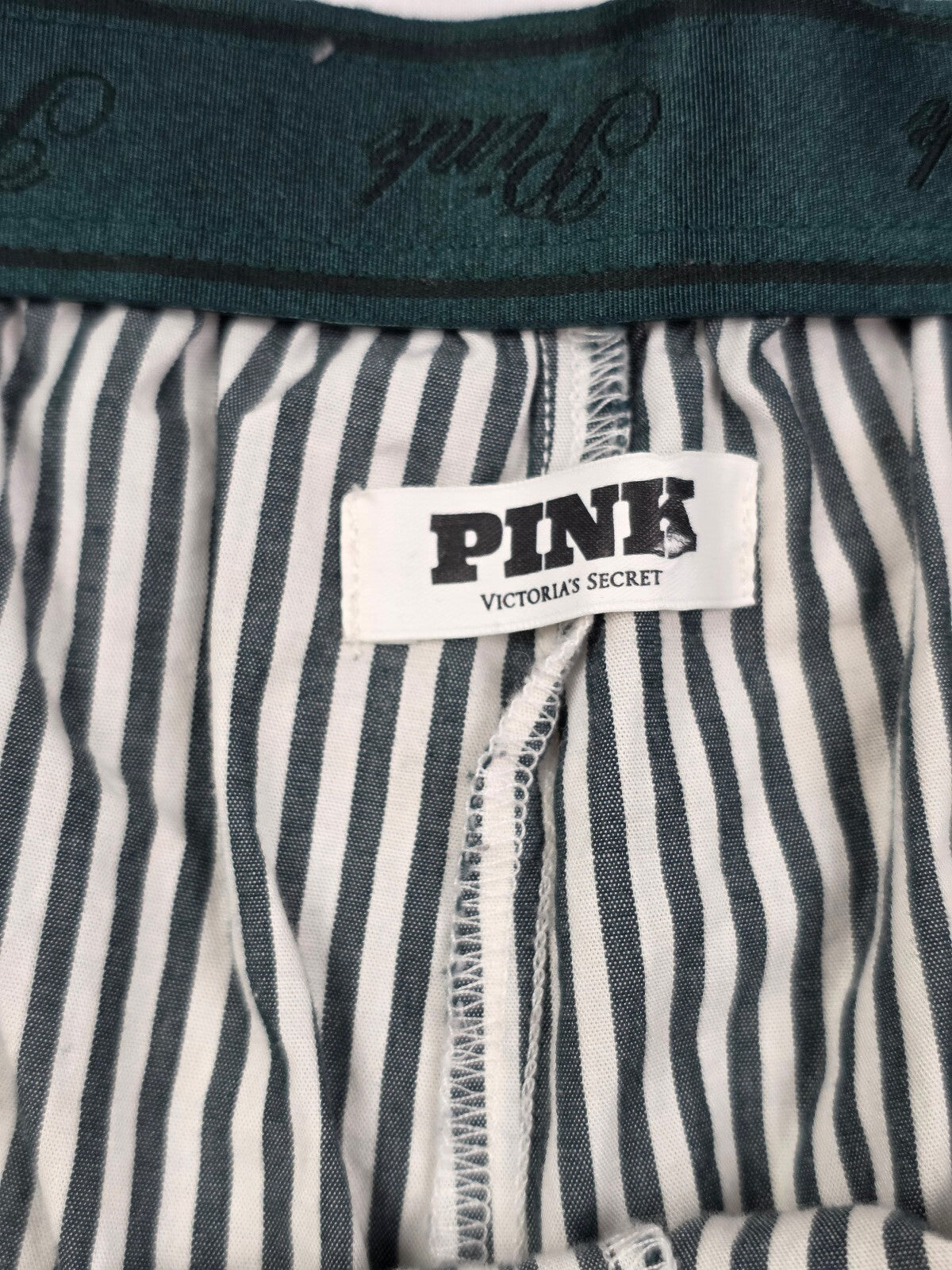 Victorias Secret PINK Green Striped Small Sleep Shorts Boxers Pajama Bottoms