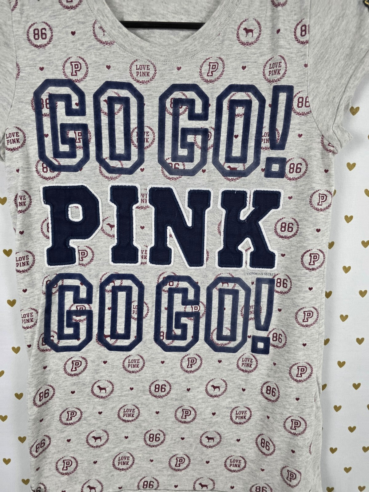 Victorias Secret PINK GO GO Logo Tee shirt Vintage Y2k SMALL