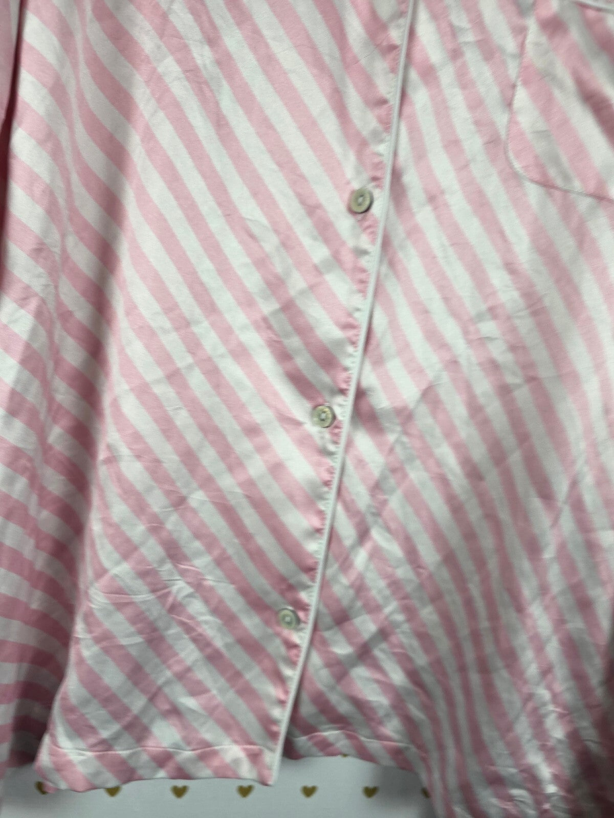 Victorias Secret Sleep SET 2pc Outfit Pajama Satin Iconic Striped Shirt Pants L