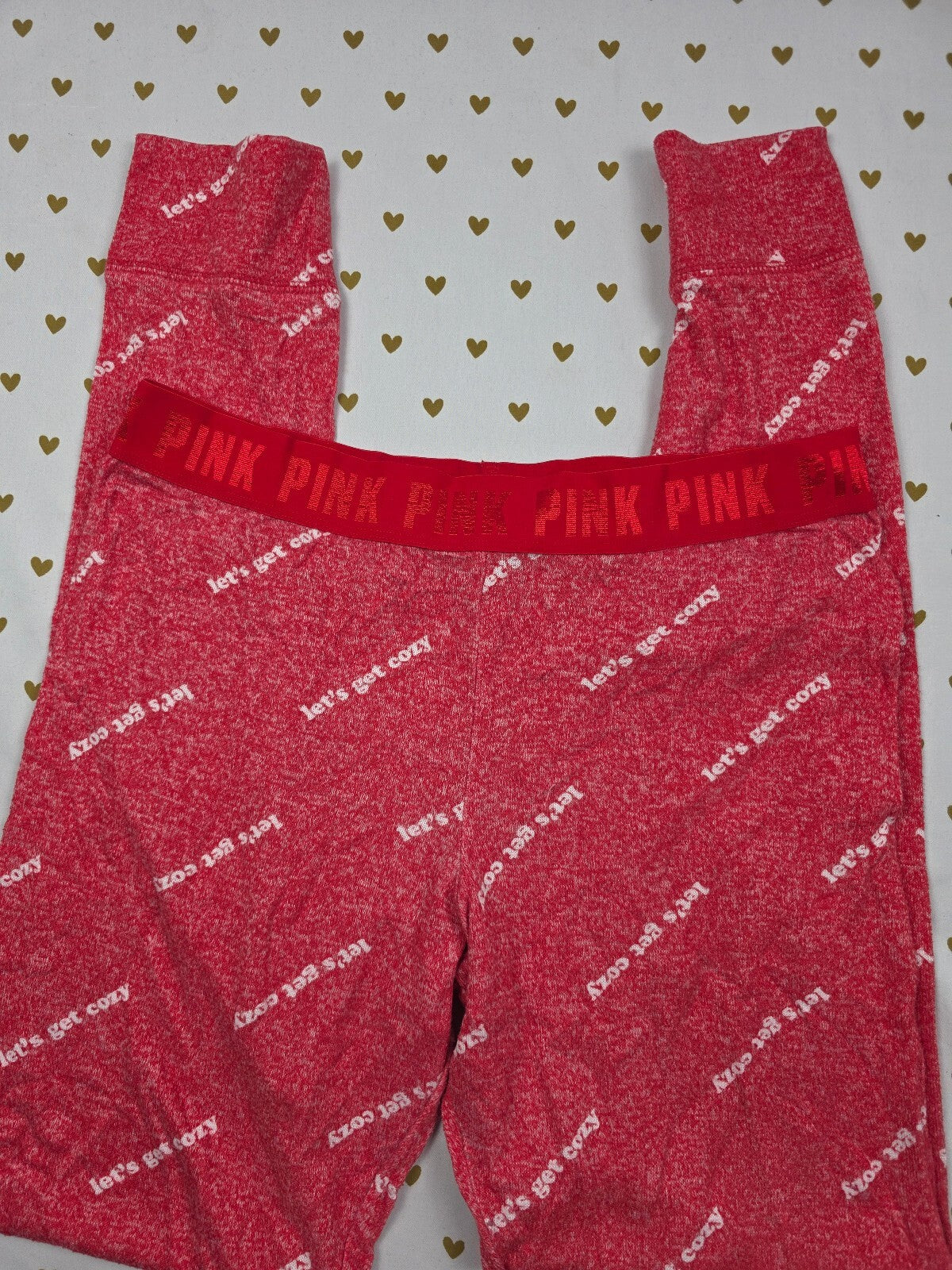 Victorias Secret PINK Small Red LETS GET COZY Sleep Pants Pajama Bottoms