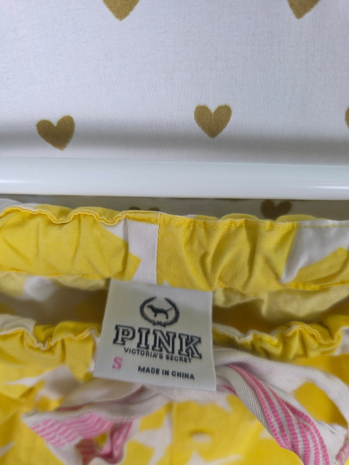 Victoria's Secret PINK Yellow White Star Sleep Lounge Pajama Pants Small