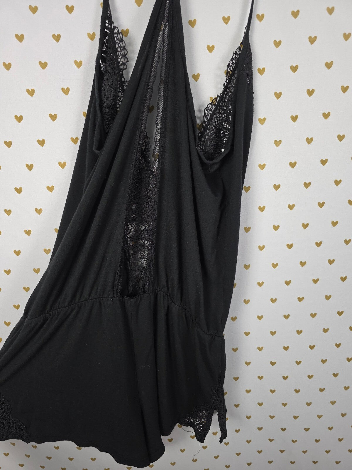 Victorias Secret Super Soft Black Strappy Romper Sleep Nightie SMALL