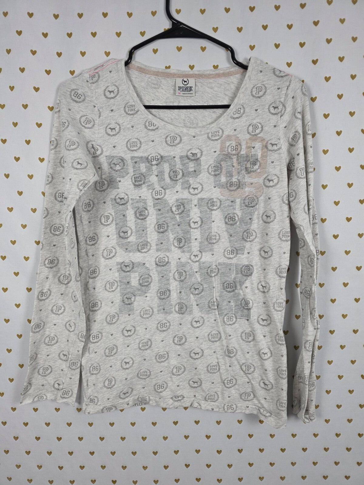 Victorias Secret PINK University PROP OF Vintage Y2k Long Sleeve Logo Tee Shirt