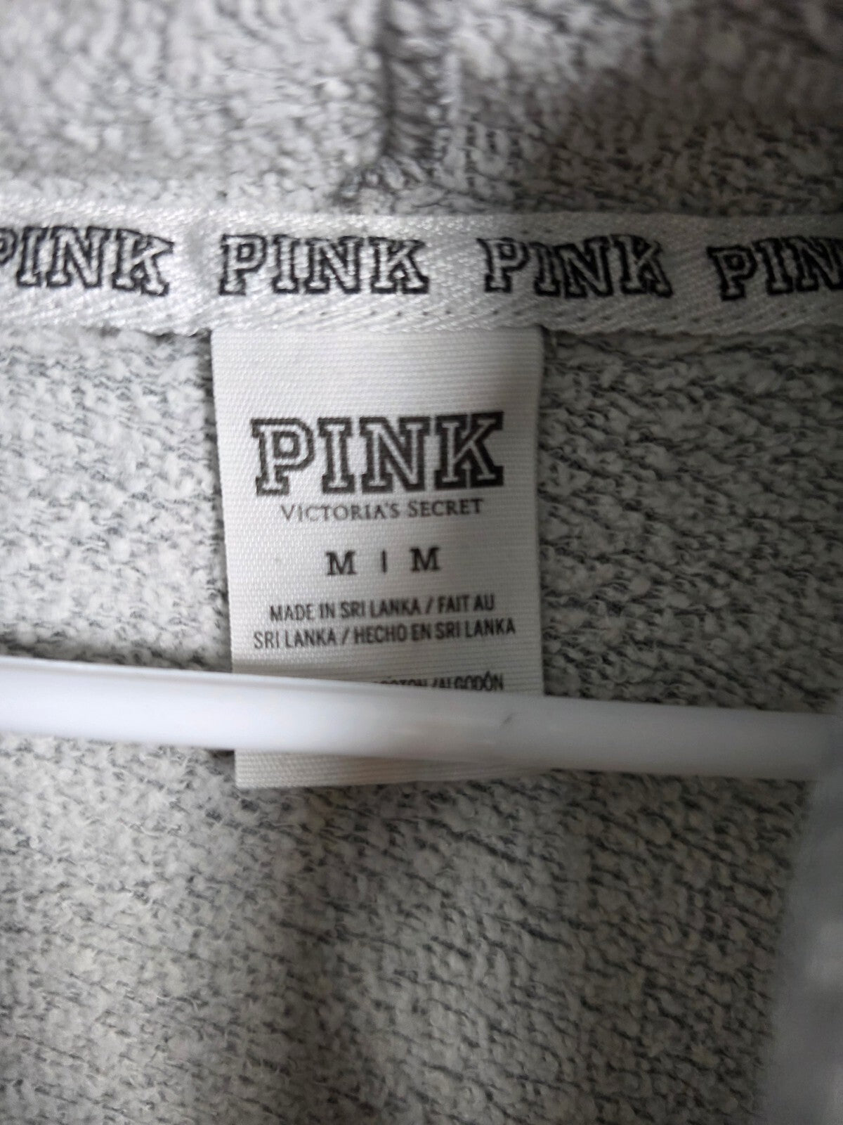 Victorias Secret Pink Crest Logo Grey Pullover Hooded Sweater MEDIUM