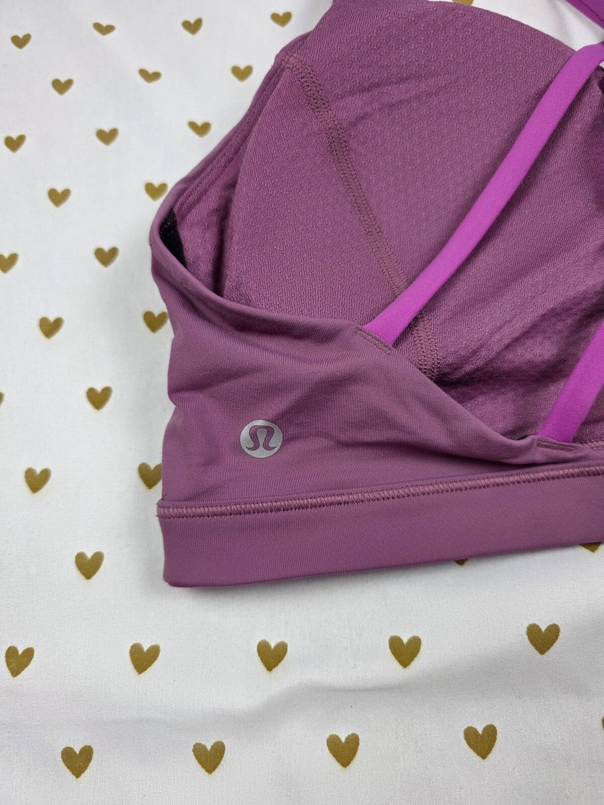 Lululemon Free To Be Wild Bra Mauve Pink Strappy Yoga Sports Bra Size 12