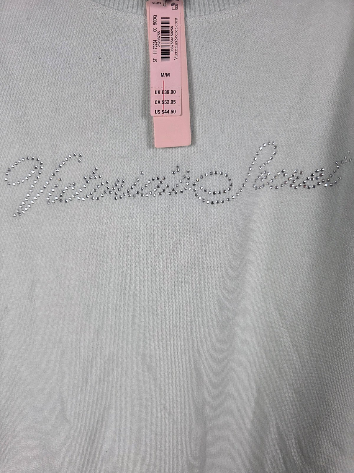 Victorias Secret Mint super soft BLING Logo Sweater Shirt NEW MEDIUM