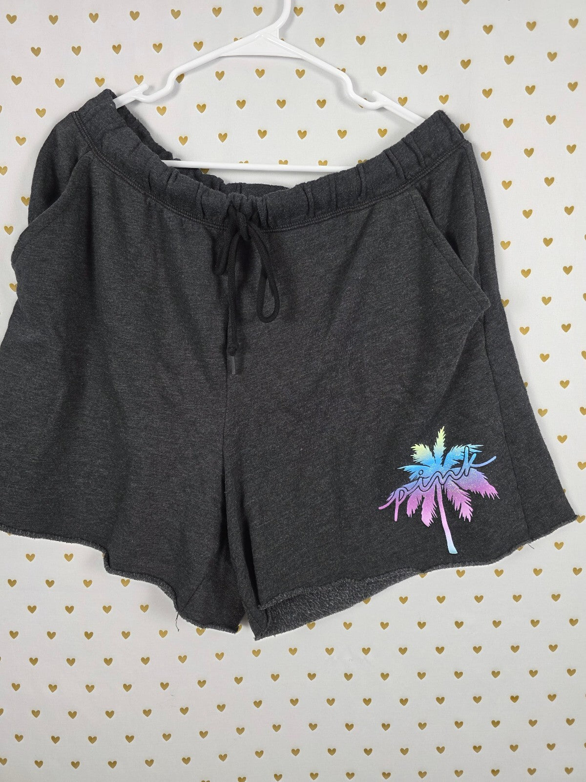 Victoria's Secret PINK Palm Tree 3PC Set Sweatshirt Leggings Shorts XL