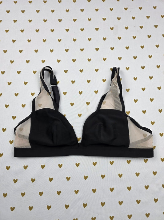 Victorias Secret Black Sheer Panel Small Bralette Bra Top Tank