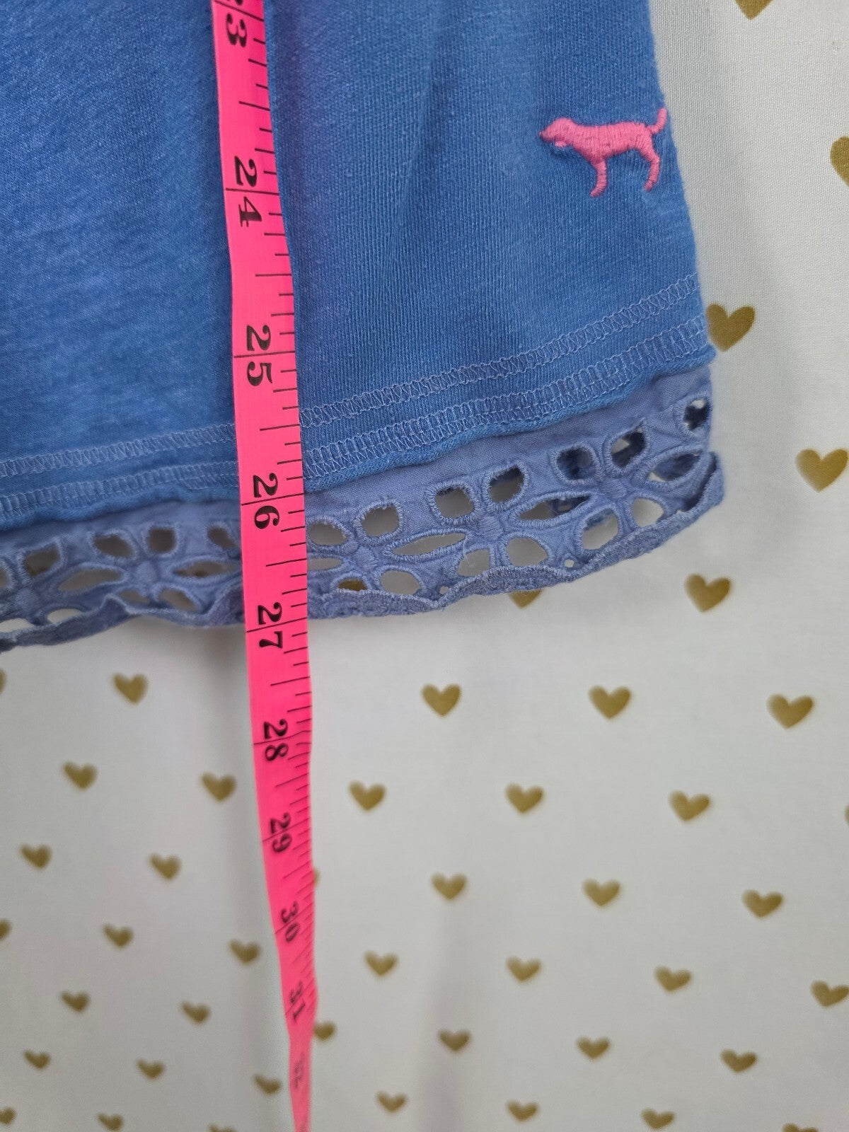 Vintage Victoria's Secret PINK Blue Smocked Babydoll Tank Top Eyelet Trim M