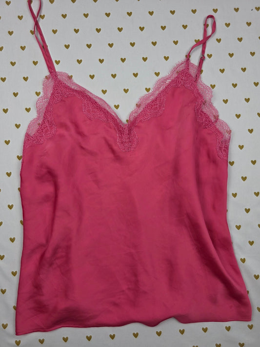 Victorias Secret  Satin Silky Tank Top Babydoll Adjustable tank top LARGE