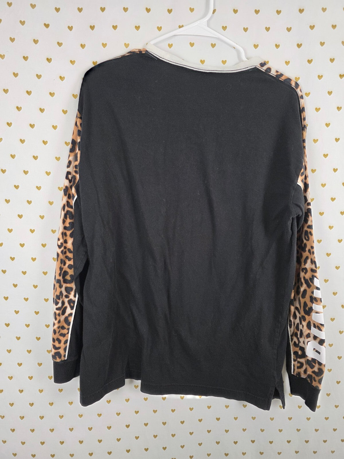 Victorias Secret PINK Leopard Cheetah logo Long Sleeve Tee shirt Medium