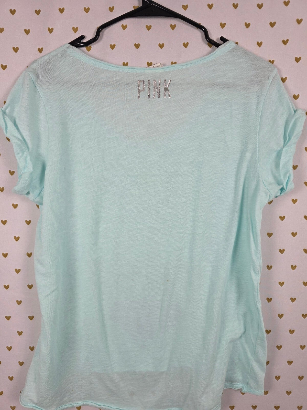 Victorias Secret PINK Bling gradient SKULL Tee shirt Halloween LARGE