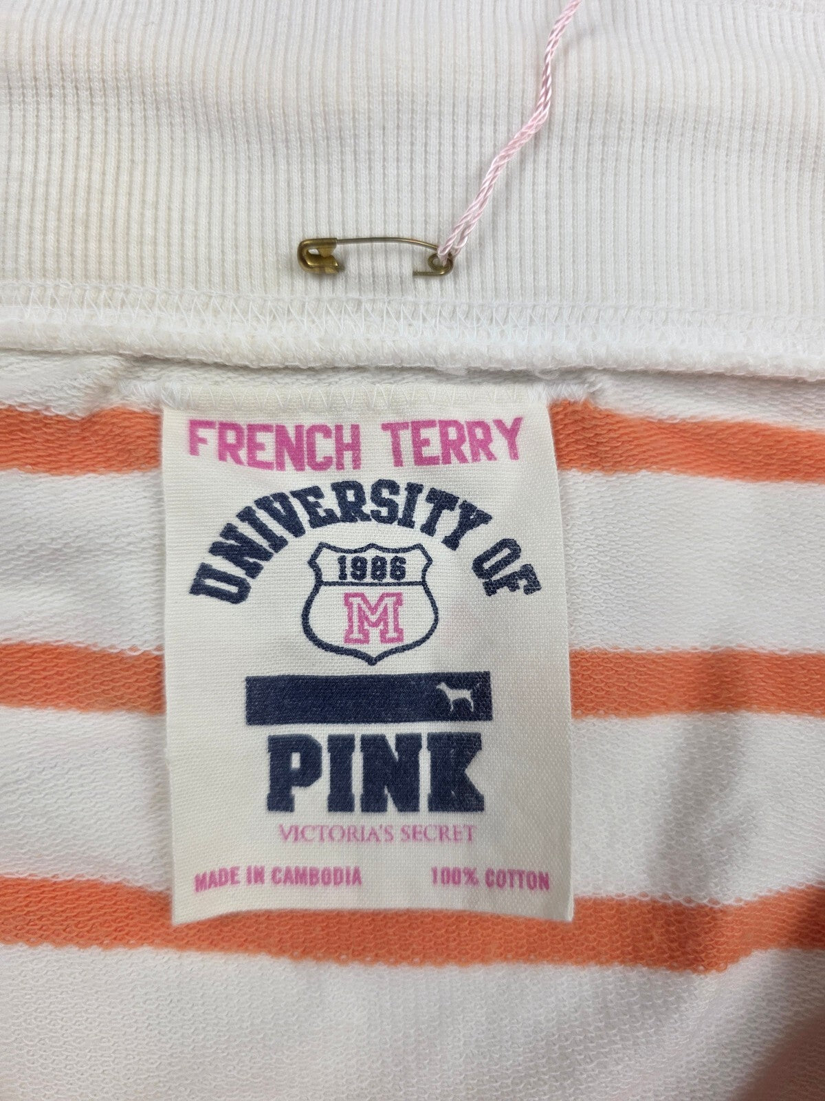 Vintage 2007 Victoria's Secret PINK Mini Skirt M Orange Stripe Beach Club NWT