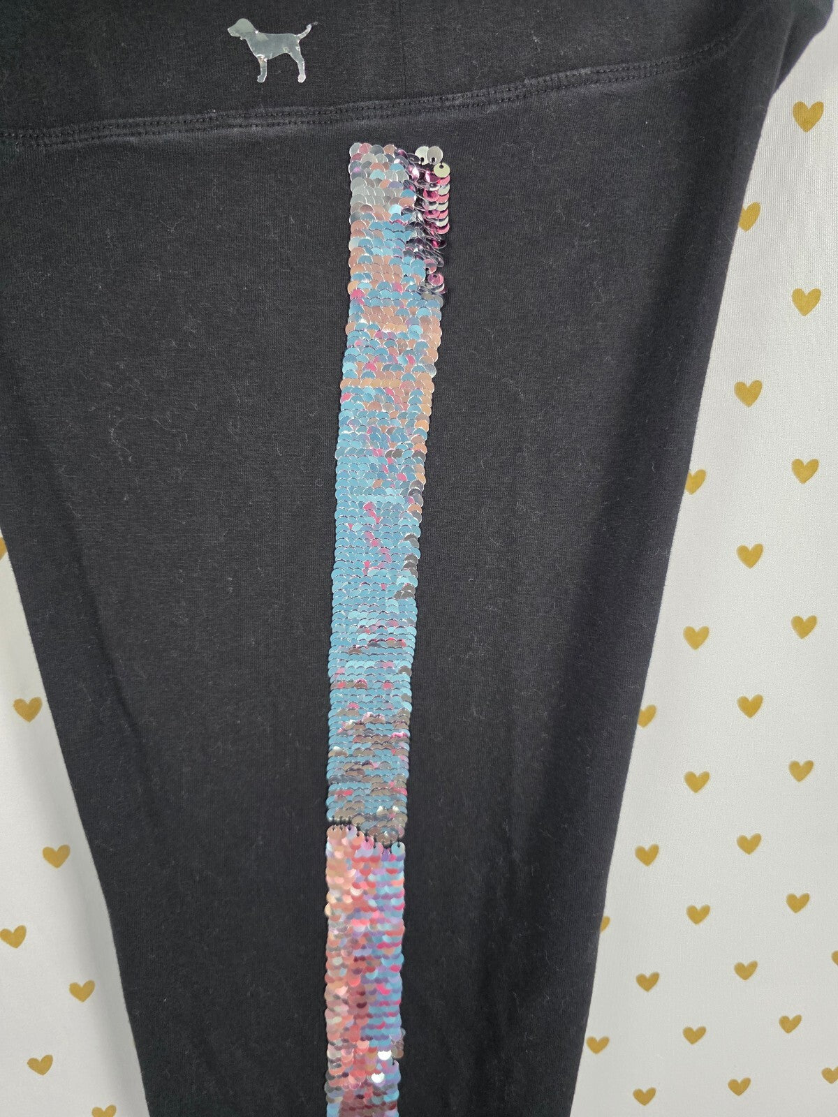 Victorias Secret PINK Bling Yoga Flip Sequin Leggings XS Striped