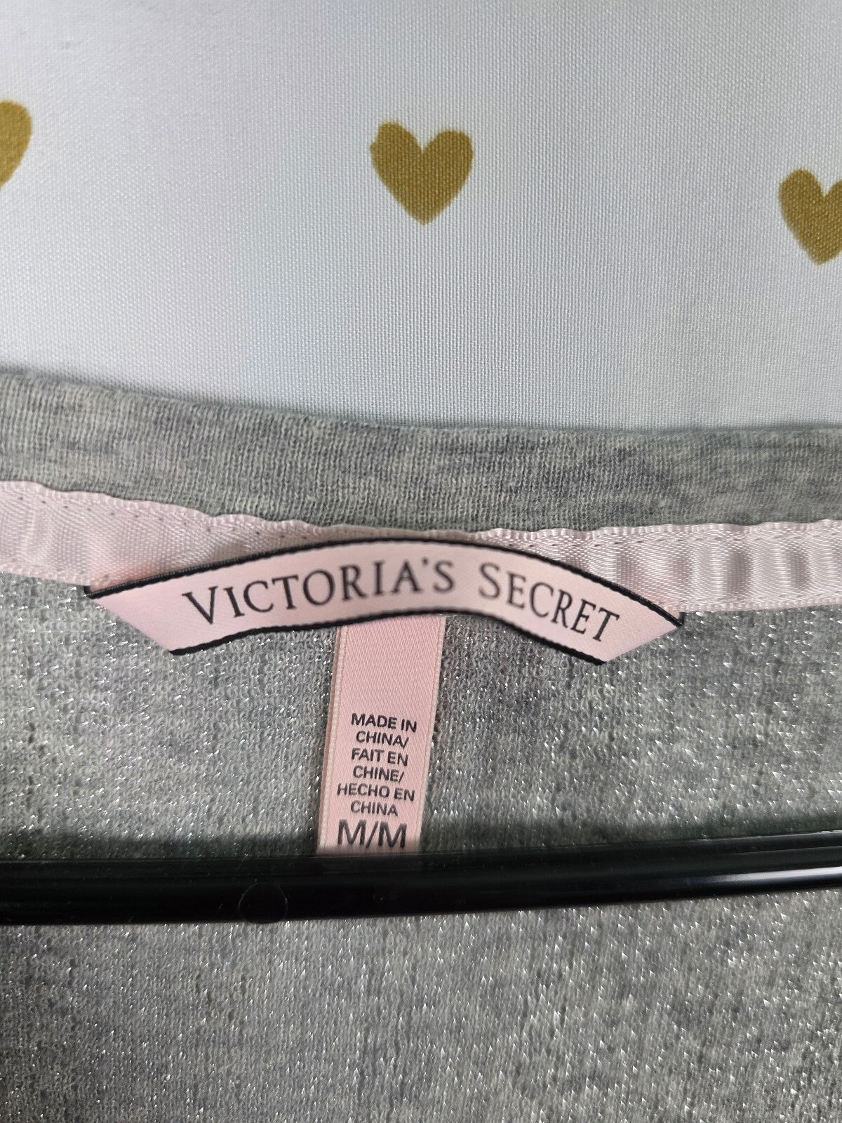 Victorias Secret Shimmer Grey Henley Long Sleeve Shirt MEDIUM