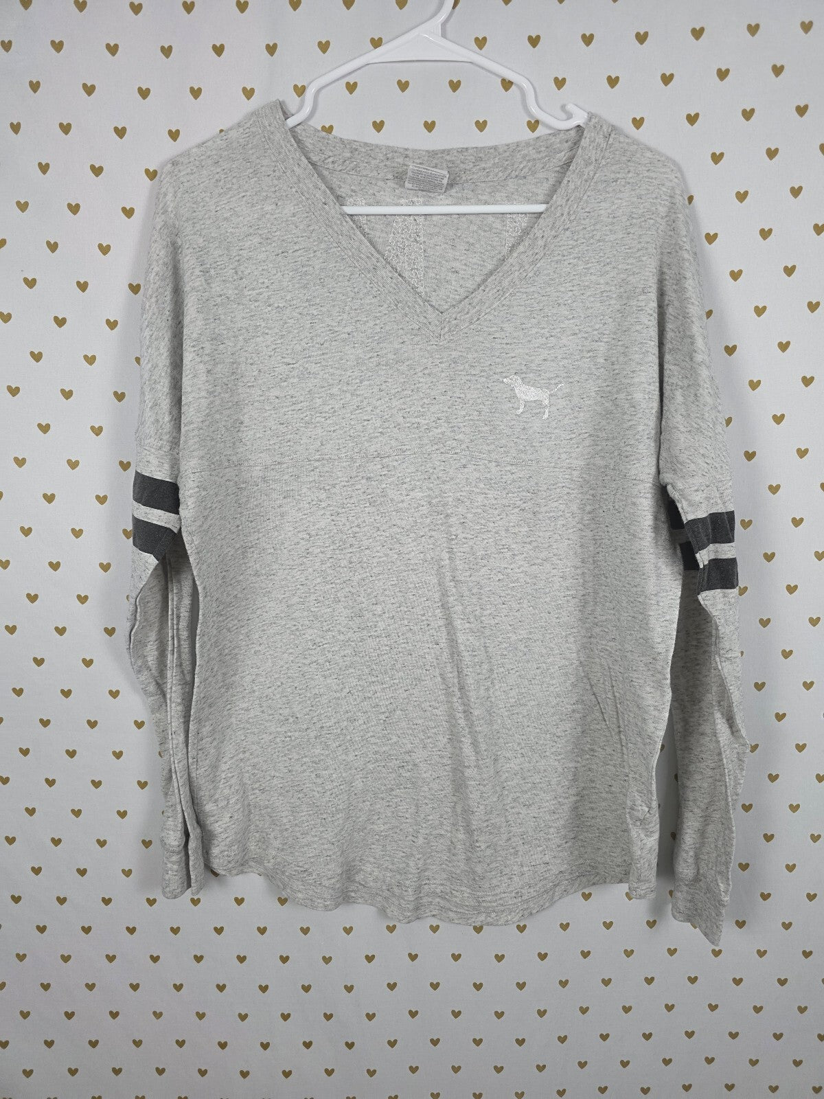 Victorias Secret PINK BLING sequin Long sleeve Grey Tee shirt XS
