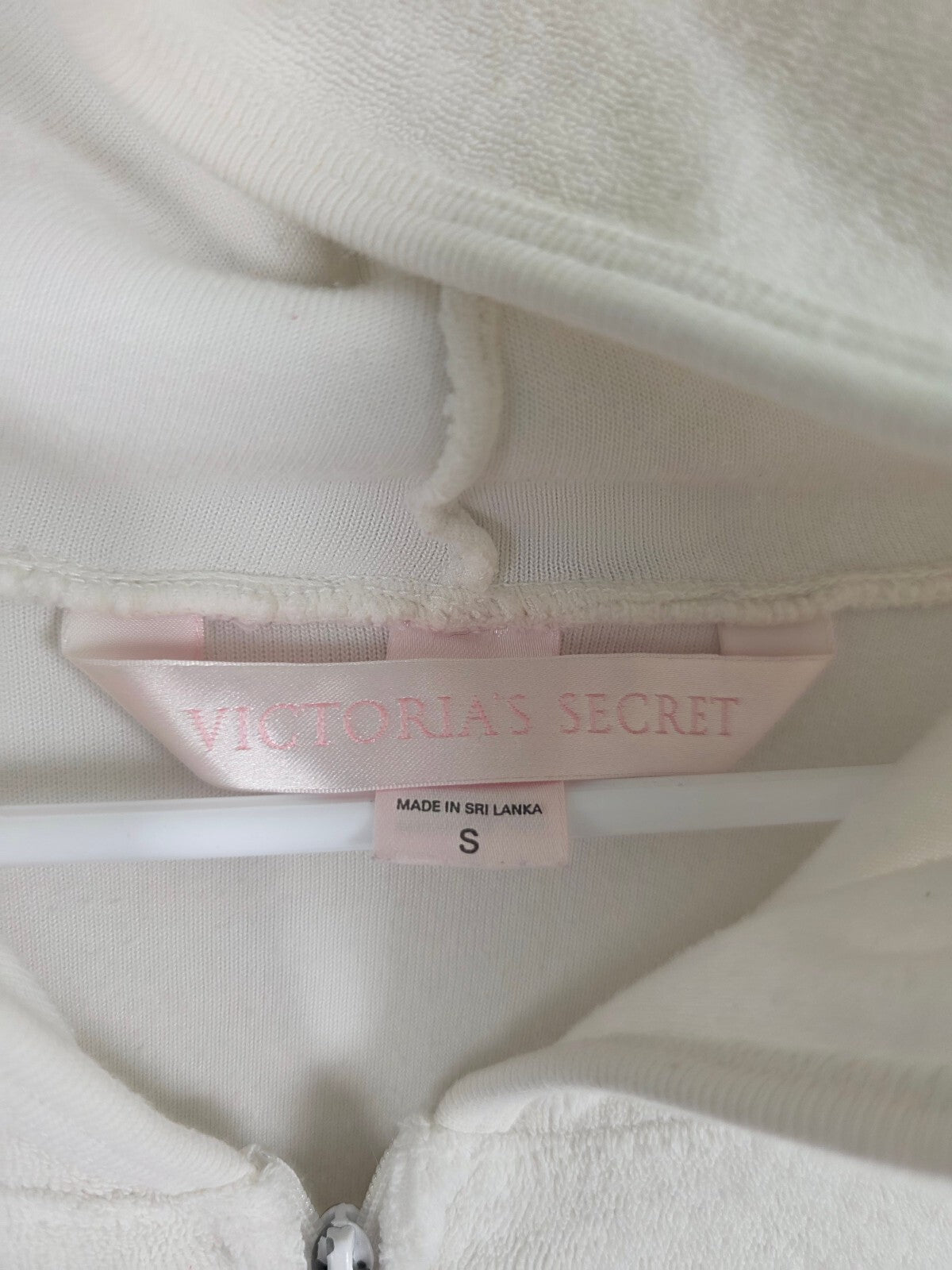 2008 Victoria's Secret Terry Cloth Hooded Swim Cover Up Dress White Pink S