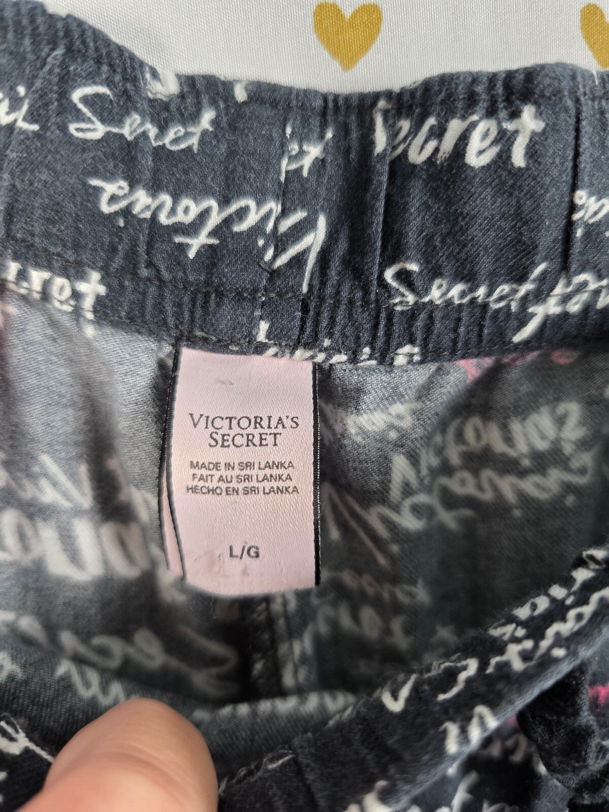 Victorias Secret Logo 2pc Sleep Set Pajamas Shirt Pants LARGE Comfy