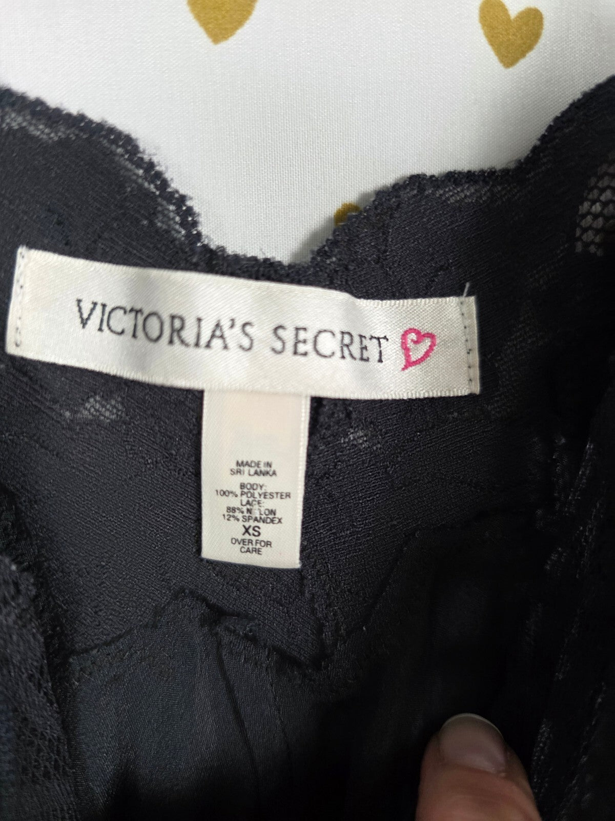 Victorias Secret Vintage Heart Label XS Black Maxi Dress Satin Nightie Lingerie