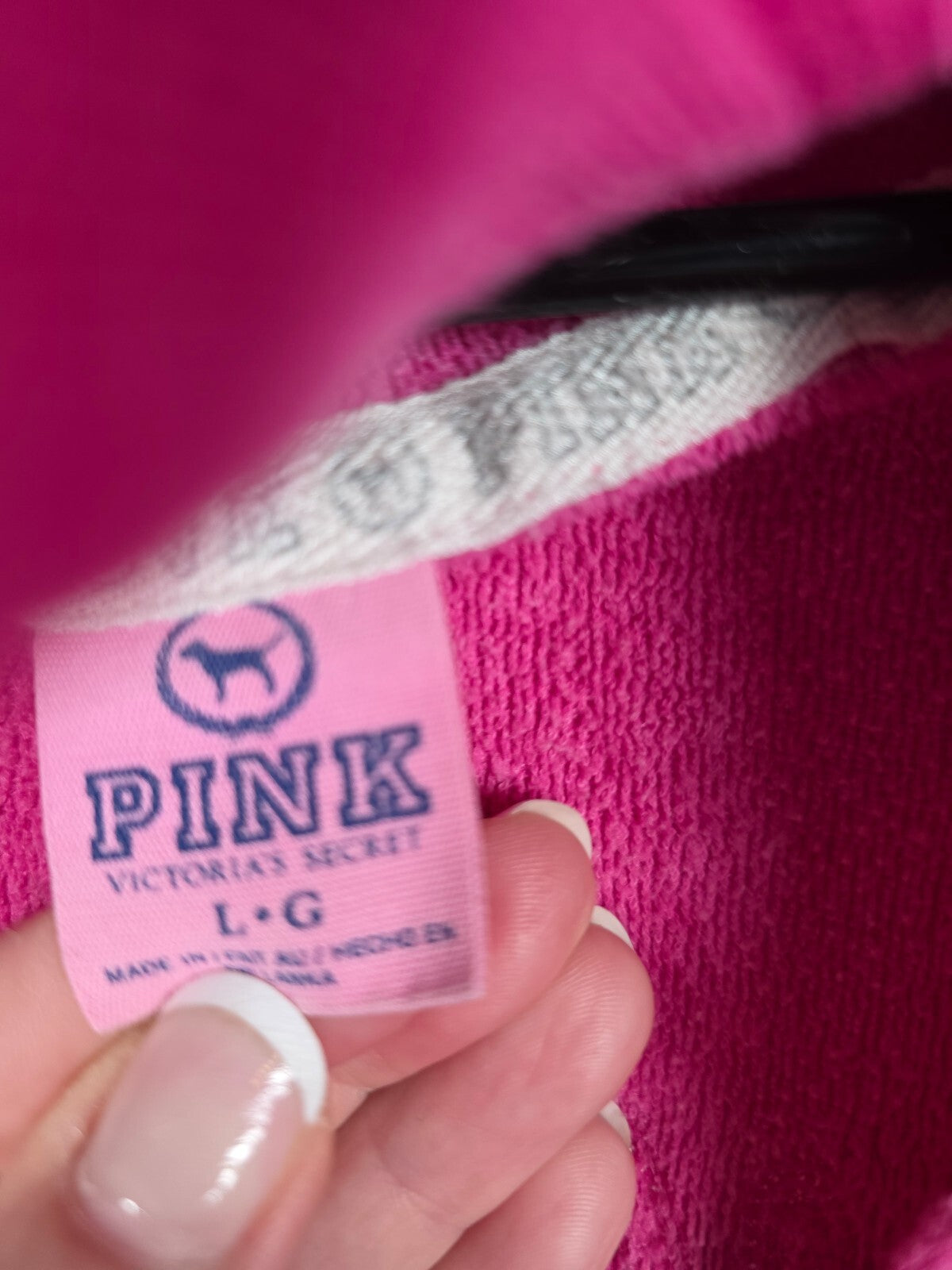 Victorias Secret Pink V Neck Vintage Y2k Pullover Hooded Sweater LOVE Large