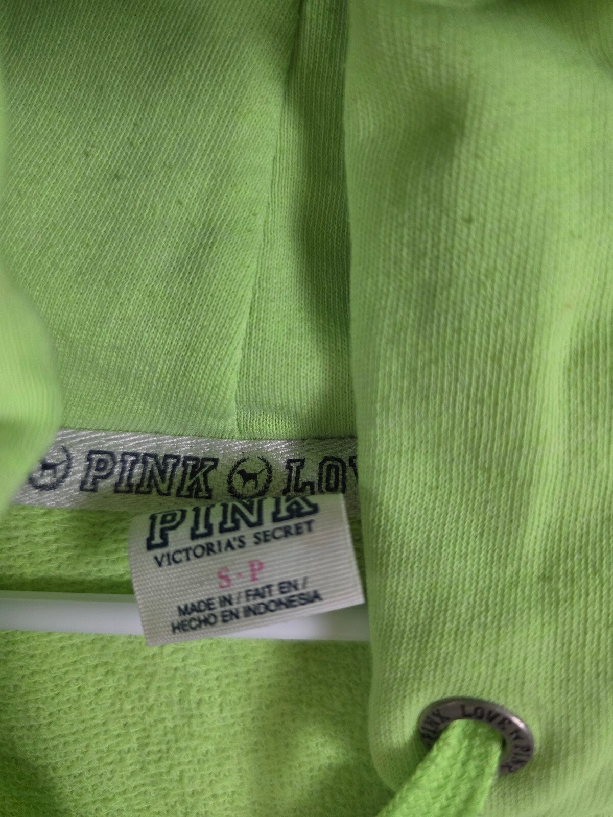 Victorias Secret Pink Neon Green Full zip Hoodie Jacket Vintage SMALL Y2k