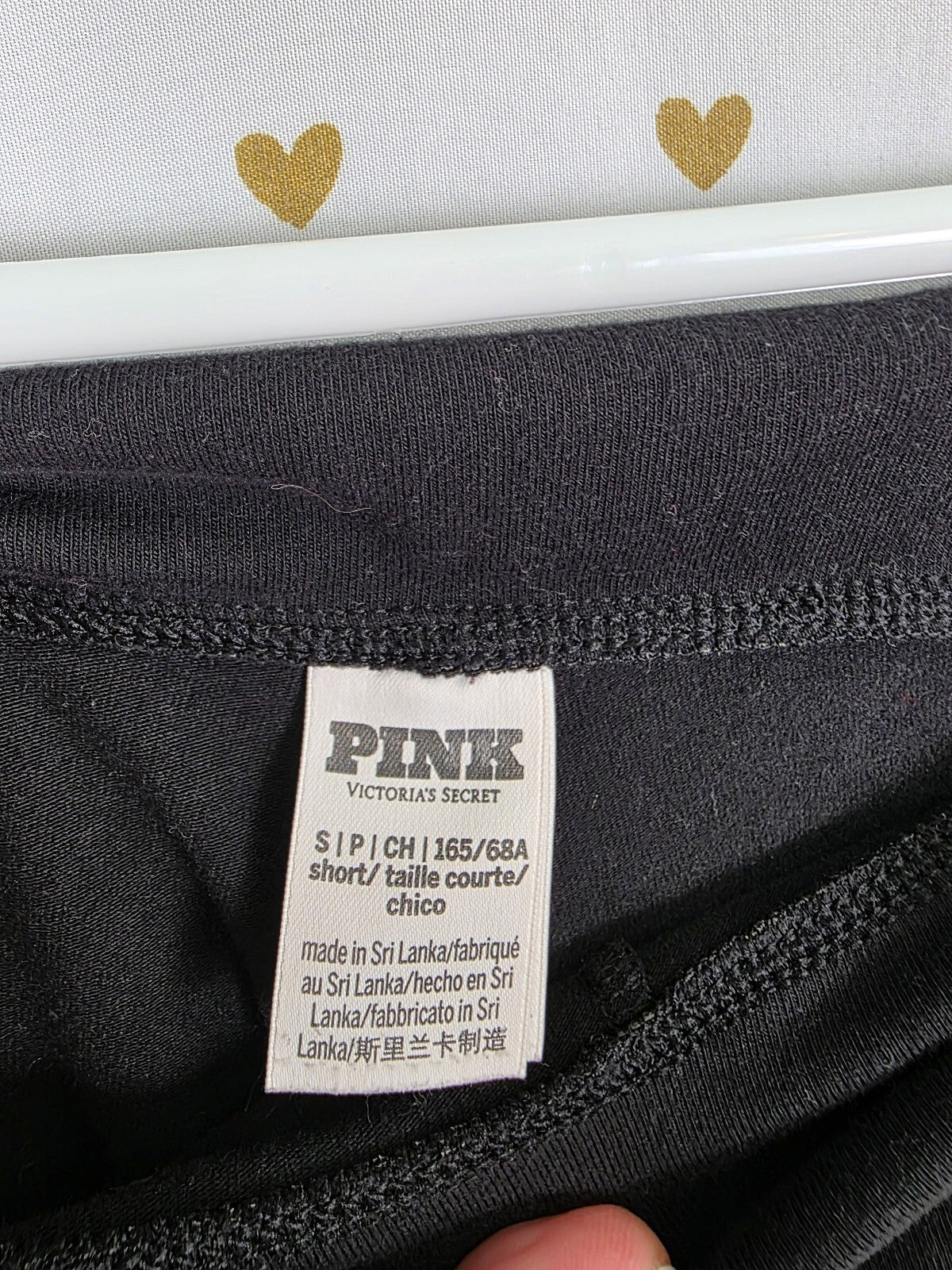 Victorias Secret PINK Bling Studded Logo Foldover Yoga Pants Flare Black Small
