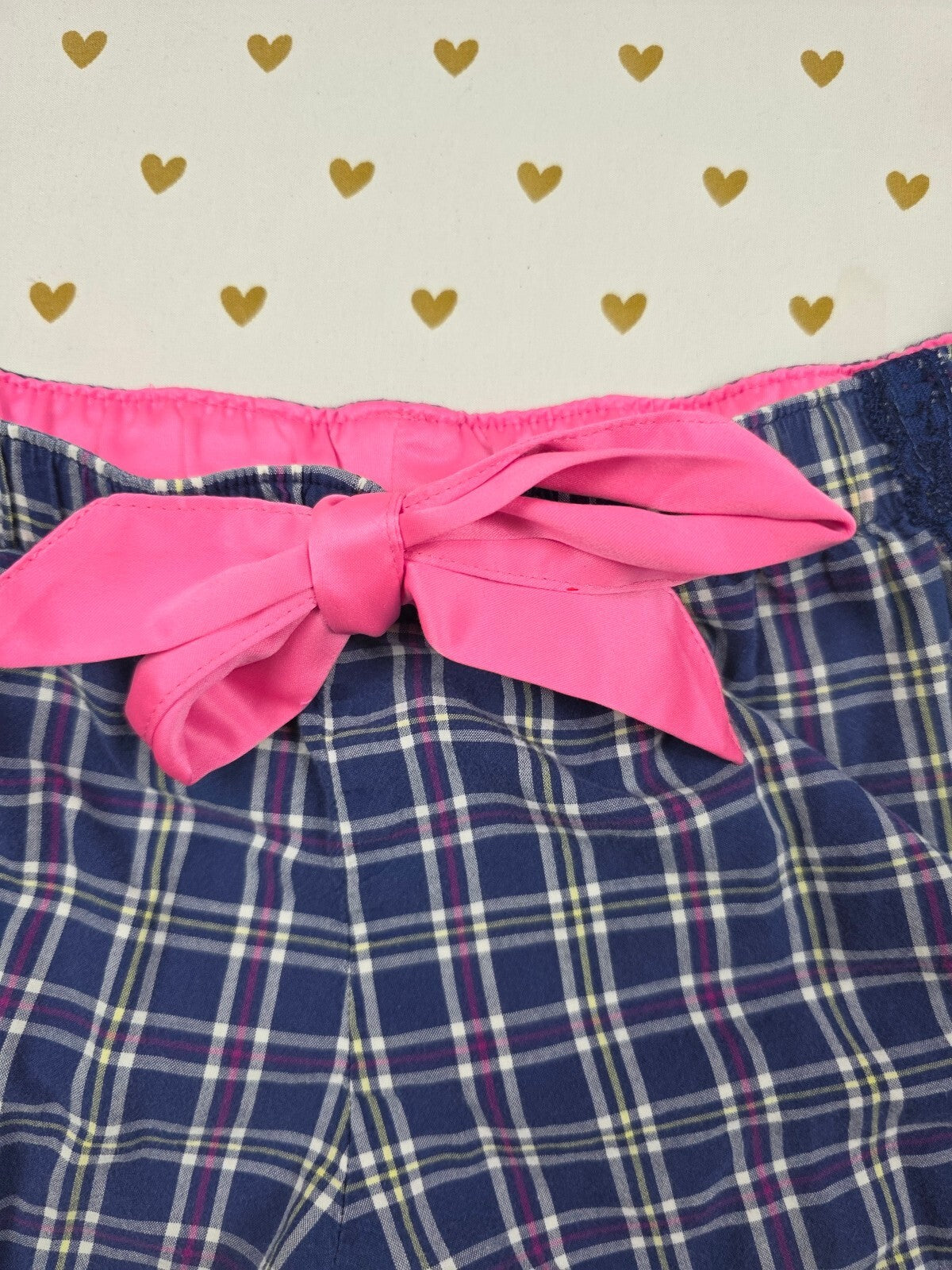 Victorias Secret Plaid Blue Small Sleep Shorts Boxers Pajama Bottoms