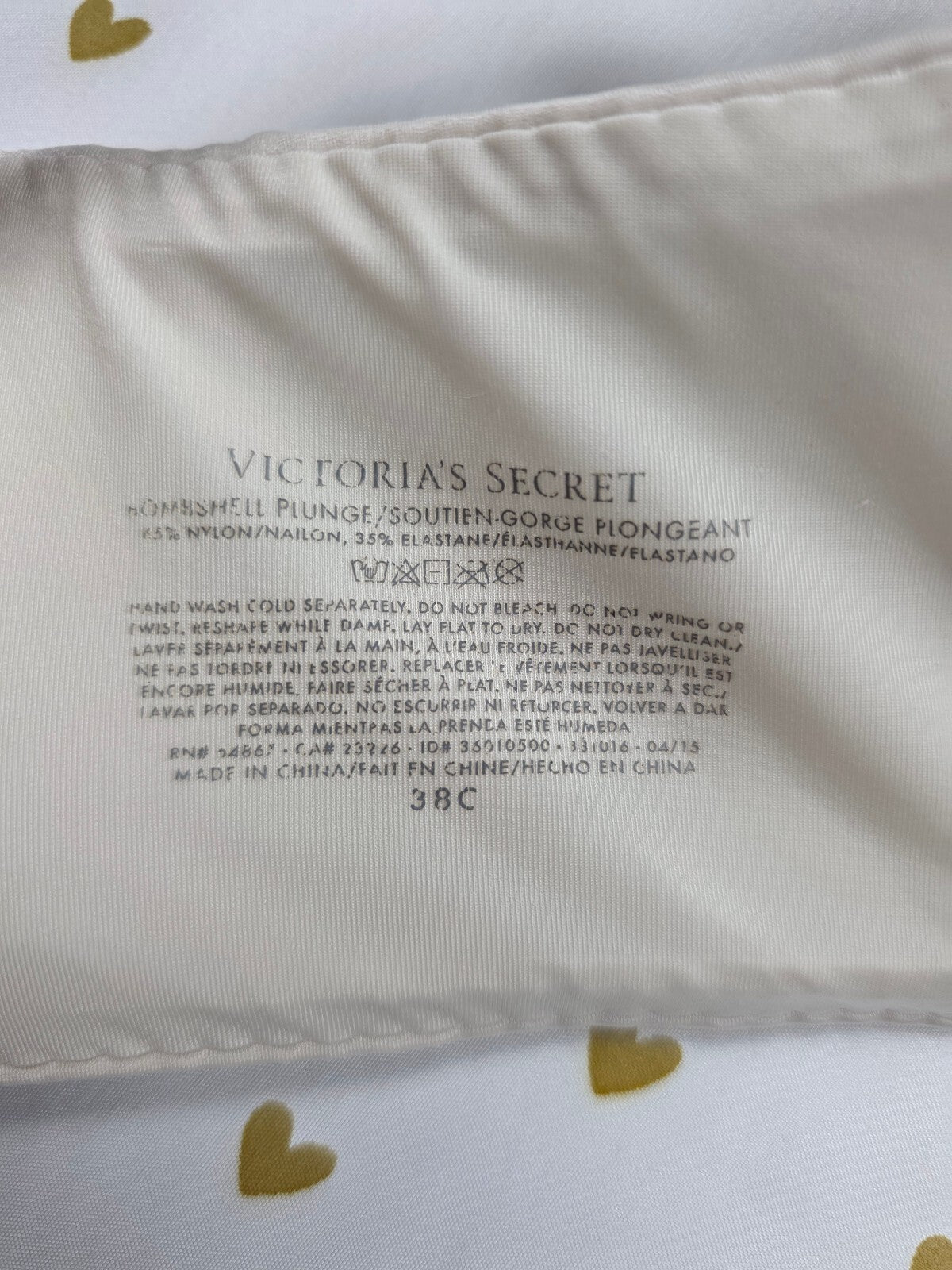 Victorias Secret White BOMBSHELL Push Up Add 2 Sizes Bra 38C Plunge