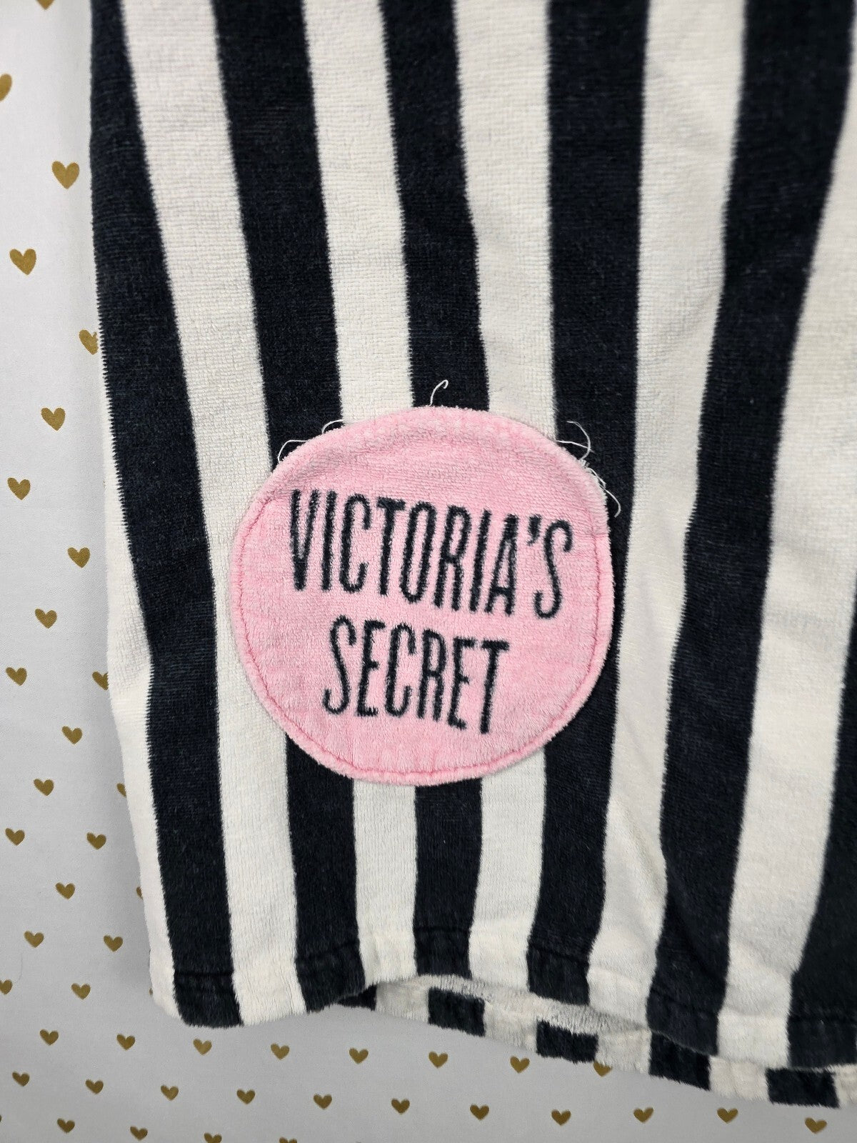 Victoria's Secret Striped Plush Spa Bath Wrap Towel Cover Up Logo