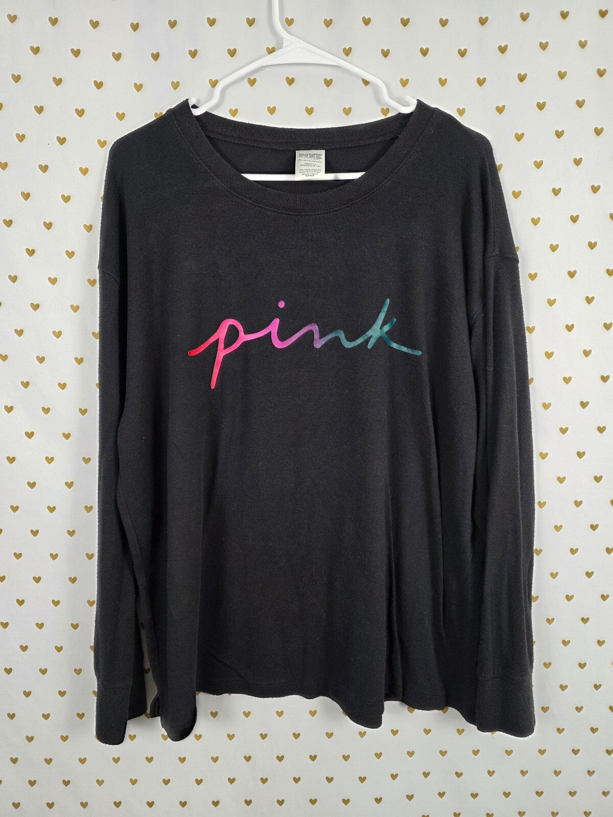 Victorias Secret PINK Gradient Logo Stretch Long sleeve Knit Shirt XL