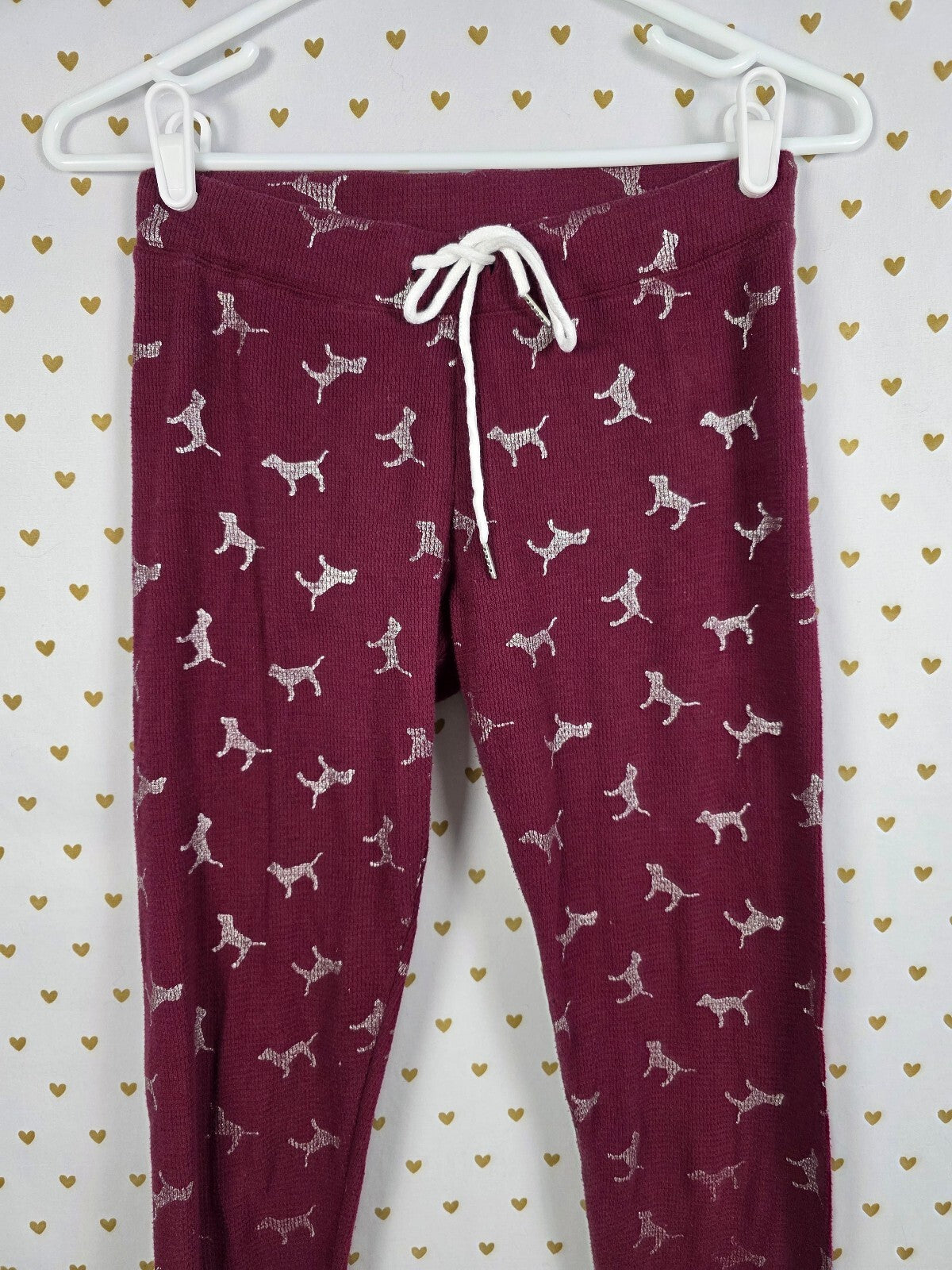 Victorias Secret Pink Maroon Dog logo XS Sleep Pants Pajama PJ Bottoms