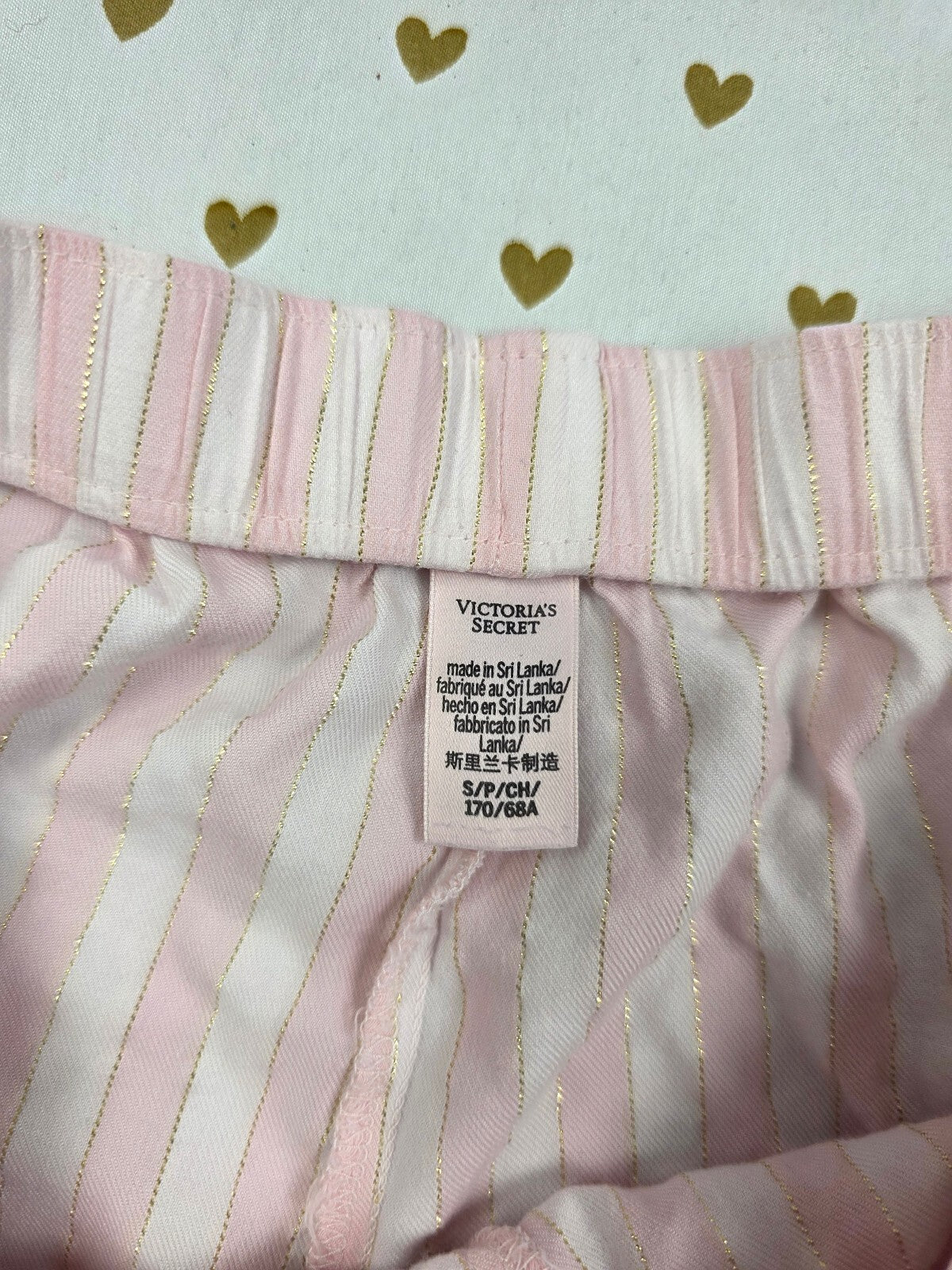 Victorias Secret Pink Stripe Bling Small Sleep Shorts Boxers Pajama Bottoms