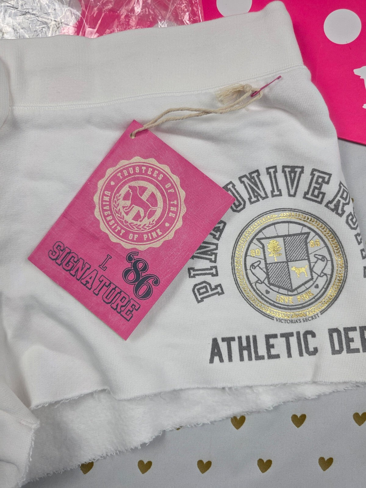 Victoria’s Secret PINK University Shorts L NWT Signature 86 Velour Y2K