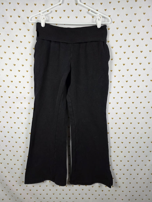 Victorias Secret PINK FOLDOVER SWEATPANTS Flared Black Sweats SMALL Pocket