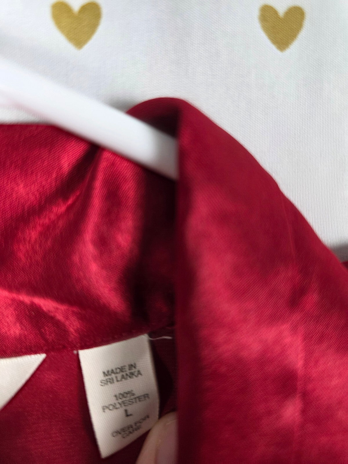 Victorias Secret Heart Label vintage red Button Down Sleep Shirt Nightgown LARGE