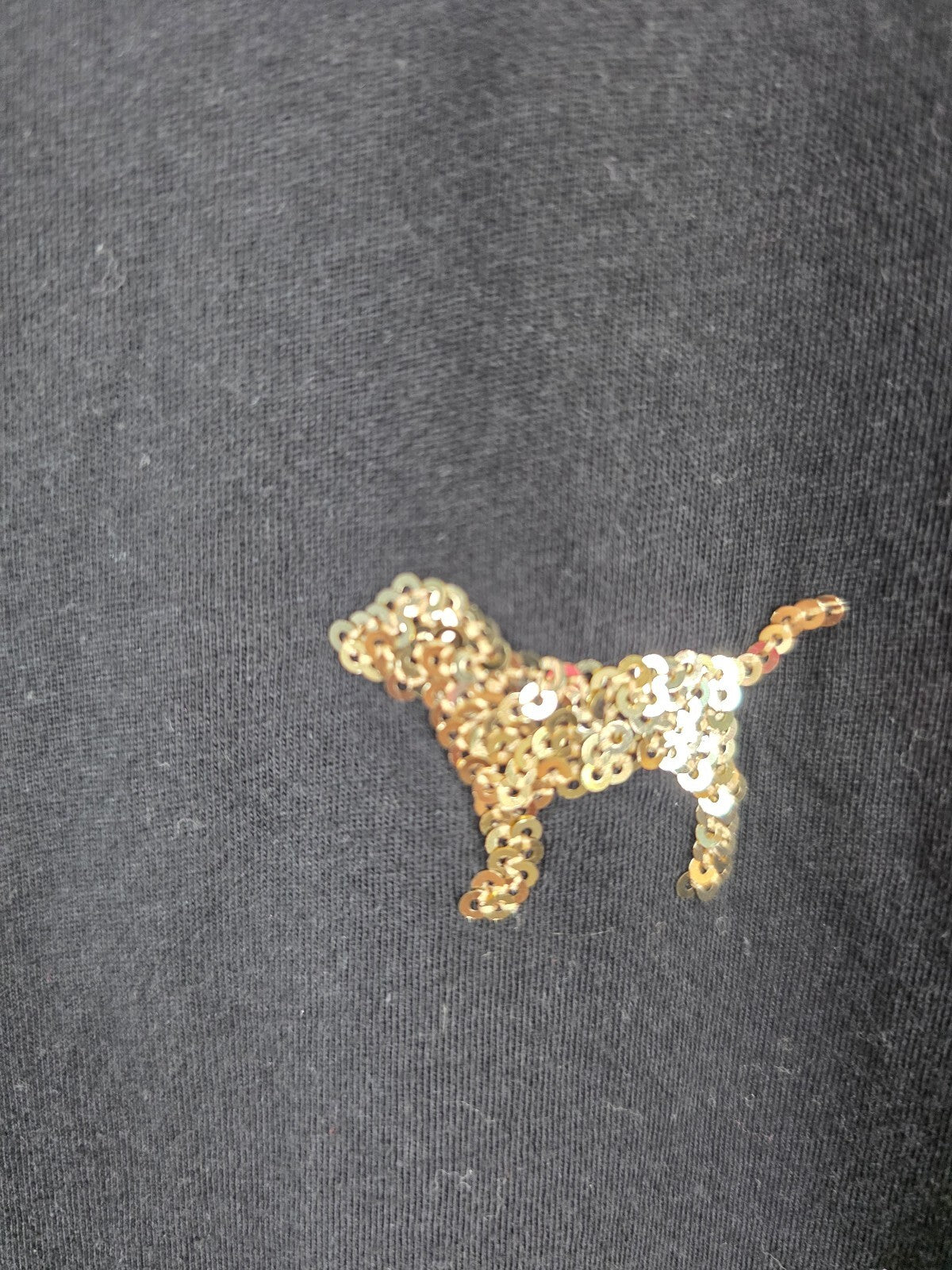 Victorias Secret PINK Gold Bling Sequined Crest Tee shirt Large
