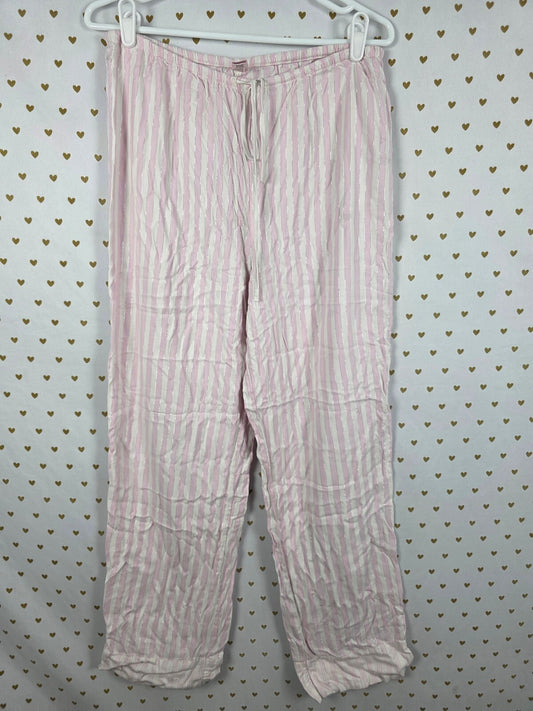 Victorias Secret Iconic Stripe Shimmer Pink MED Sleep Pants Pajama PJ Bottoms
