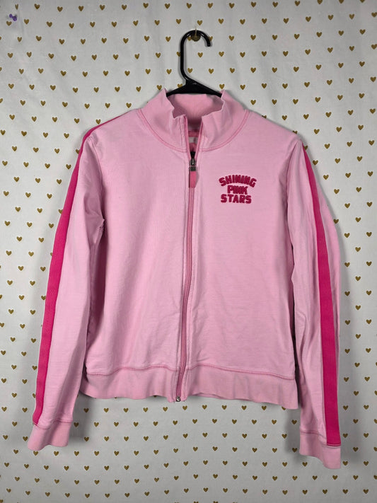 Vintage Victoria's Secret PINK 2005 Zip Jacket L Shining Pink Stars Y2K