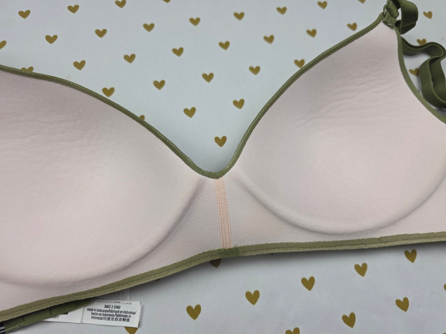 Victorias Secret Green PINK Camo Camouflage 36C Wireless No Wire Bra