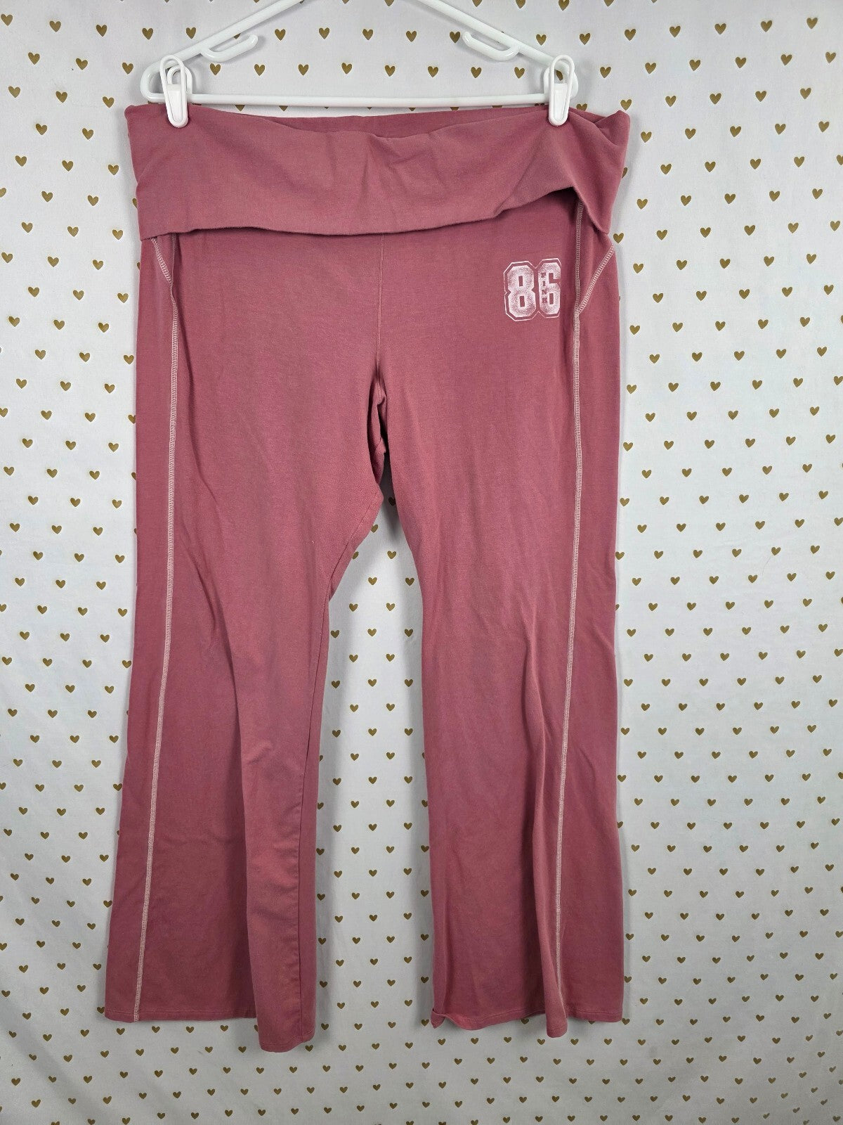 Victorias Secret PINK Foldover Flare Logo Pants 2XL XXL